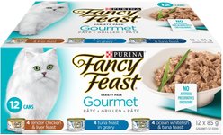 Fancy Feast Gourmet Food Variety Pack Wet Cat Food, 85-g can, case of 12