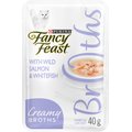 Fancy Feast Creamy Broths with Wild Salmon & Whitefish Cat Food Complement, 40-g pouch, pack of 16
