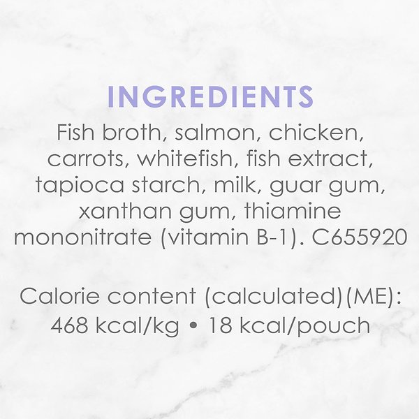 Show full view: Fancy Feast Creamy Broths with Wild Salmon & Whitefish Cat Food Complement, 40-g pouch, pack of 16 slide 7 of 11