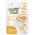 Fancy Feast Creamy Broths with Tuna, Chicken & Whitefish Cat Food Complement, 40-g pouch, case of 16