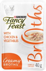 Fancy Feast Creamy Broths with Chicken & Vegetables Cat Food Complement, 40-g pouch, case of 16