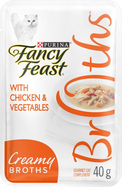 Fancy Feast Creamy Broths with Chicken & Vegetables Cat Food Complement, 40-g pouch, case of 16 slide 1 of 10