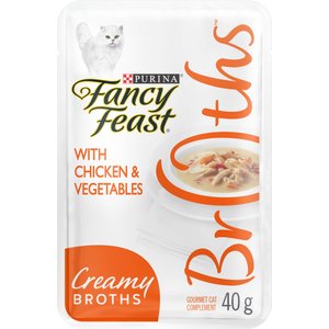 Fancy Feast Creamy Broths with Chicken & Vegetables Cat Food Complement, 40-g pouch, case of 16