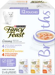 Fancy Feast Creamy Broths Collection Variety Pack Cat Food Complement, 40-g pouch, case of 12