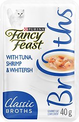 Fancy Feast Classic Broths with Tuna, Shrimp & Whitefish Cat Food Complement, 40-g pouch, case of 16