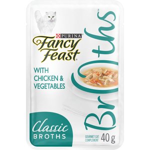 Fancy Feast Classic Broths with Chicken & Vegetables Cat Food Complement, 40-g pouch, case of 16