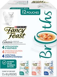 Fancy Feast Classic Broths Collection Variety Pack Cat Food Complement, 40-g pouch, case of 12