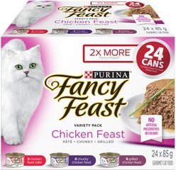 Fancy Feast Chicken Feast Variety Pack Wet Cat Food, 85-g can, case of 24