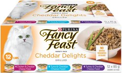 Fancy Feast Cheddar Delights Grilled Variety Pack Wet Cat Food, 85-g can, case of 12