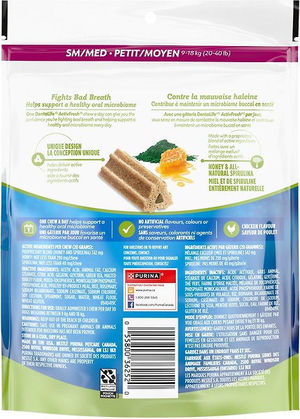 Show full view: DentaLife ActivFresh Medium Daily Oral Care Dog Treats, 172-g pouch slide 4 of 10