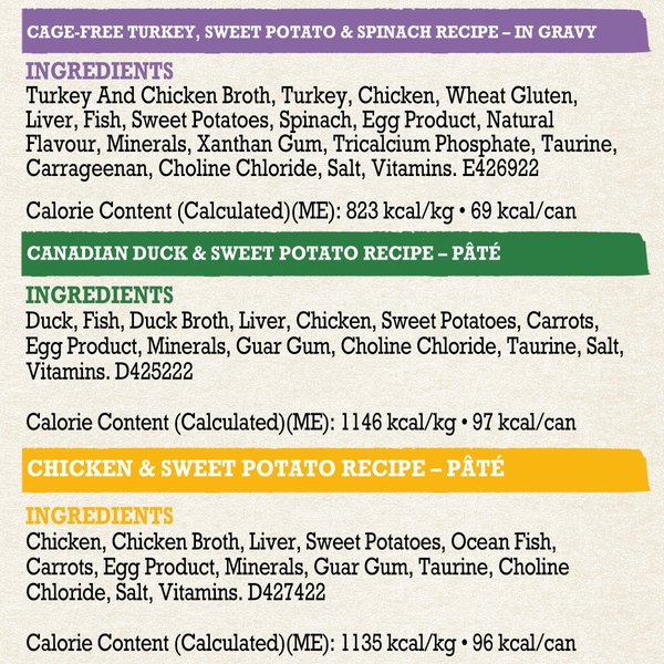 Show full view: Purina Beyond Poultry Variety Pack Chicken & Sweet Potato, Cage-Free Turkey, Sweet Potato & Spinach, & Canadian Duck & Sweet Potato Wet Cat Food, 85-g can, case of 12 slide 9 of 15