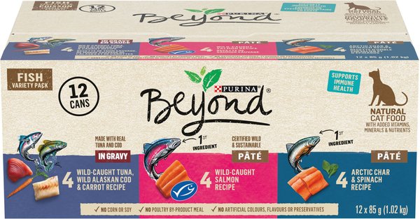 PURINA BEYOND Fish Variety Pack Wet Cat Food 85 g can case of 12