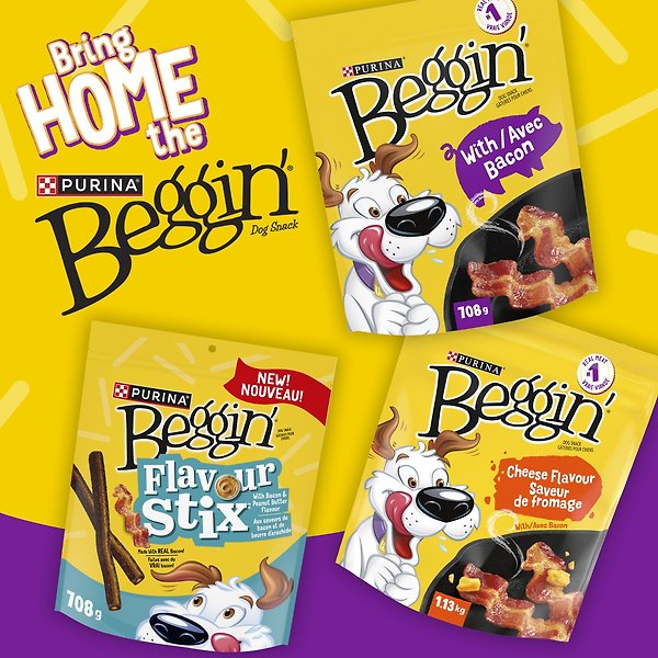 Show full view: Beggin' Cheese Flavour with Bacon Dog Treats, 1.13-kg pouch slide 6 of 11