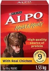 ALPO Moist & Meaty with Real Chicken Wet Dog Food, 170-g pouch, case of 9