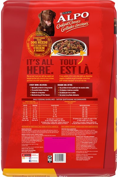 Show full view: ALPO Cookout Classics Pork, Beef, Chicken & Veggie Flavours Dry Dog Food, 7.2-kg bag slide 3 of 10