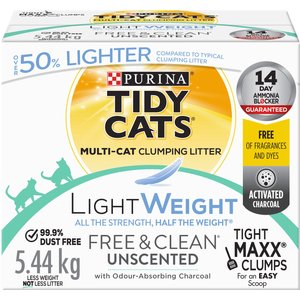 Tidy Cats LightWeight Free & Clean Unscented Multi-Cat Cat Litter, 5.44-kg box