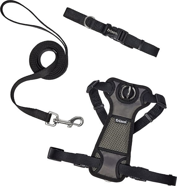 Show full view: Frisco Padded Nylon No Pull Dog Harness, Black, M- Girth 22 to 34-in slide 5 of 10