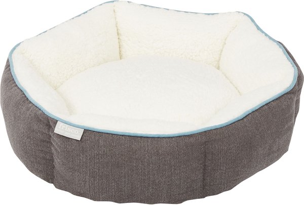 Show full view: Frisco Sherpa Hexagon Bolster Cat & Dog Bed, Gray, Small slide 3 of 8