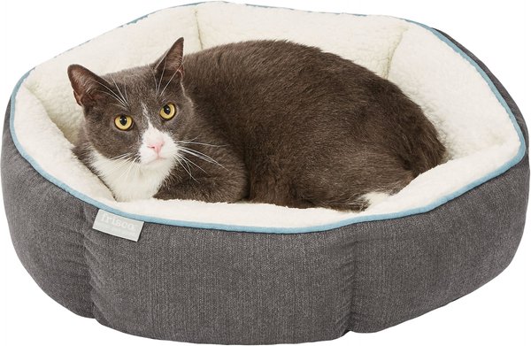 Show full view: Frisco Sherpa Hexagon Bolster Cat & Dog Bed, Gray, Small slide 6 of 8