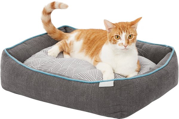Show full view: Frisco Sherpa Orthopedic Bolster Cat & Dog Bed, Medium, Gray Basket Weave Print slide 5 of 9