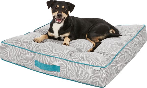 Show full view: Frisco Tufted Square Orthopedic Pillow Cat & Dog Bed w/Removable Cover, Gray Basket Weave Print, Large slide 5 of 9