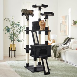 Frisco 72-in Faux Fur Cat Tree & Condo, Black
