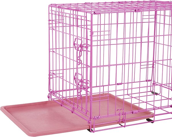 Show full view: Frisco Fold & Carry Single Door Collapsible Wire Dog Crate, 61-cm, Pink slide 4 of 11