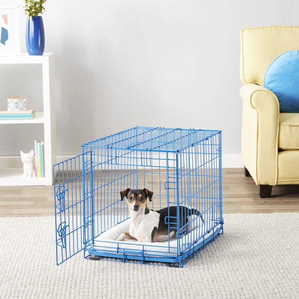 Show full view: Frisco Fold & Carry Single Door Collapsible Wire Dog Crate, 61-cm, Blue slide 7 of 11