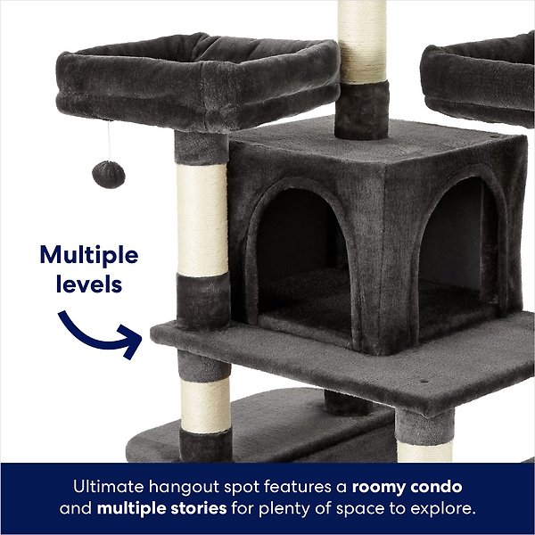 Show full view: Frisco 68-in Faux Fur Cat Tree & Condo, Dark Charcoal slide 3 of 10
