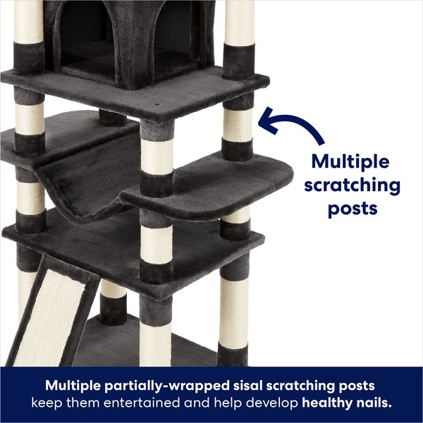 Show full view: Frisco 68-in Faux Fur Cat Tree & Condo, Dark Charcoal slide 5 of 10