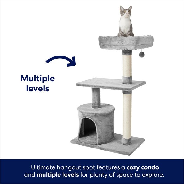 Show full view: Frisco 38-in Cat Tree with Condo, Top Perch and Toy,, Gray slide 3 of 7