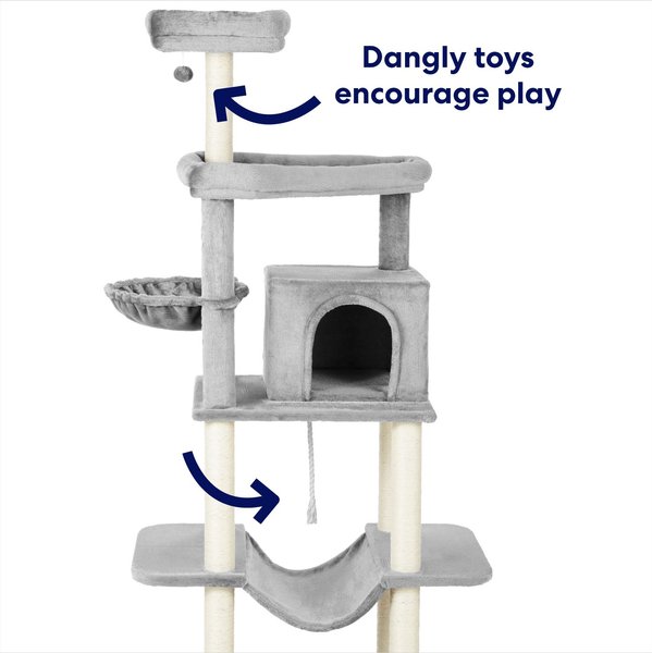 Show full view: Frisco 73-in Cat Tree with Hammock, Condo, Lounge Basket, Top Perch and Bed, Gray slide 4 of 8