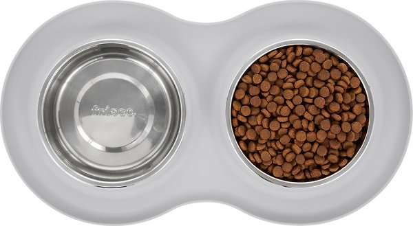 Show full view: Frisco Double Stainless Steel Pet Bowl with Silicone Mat, Light Gray, Small:1.5 Cup slide 4 of 8