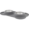 Frisco Double Stainless Steel Pet Bowl with Silicone Mat, Gray, 0.75 Cup