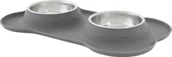 Frisco Double Stainless Steel Pet Bowl with Silicone Mat, Gray, 1.75 Cup