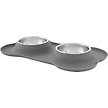 Show in main carousel: Frisco Double Stainless Steel Pet Bowl with Silicone Mat, Gray, 1.75 Cup slide 1 of 9