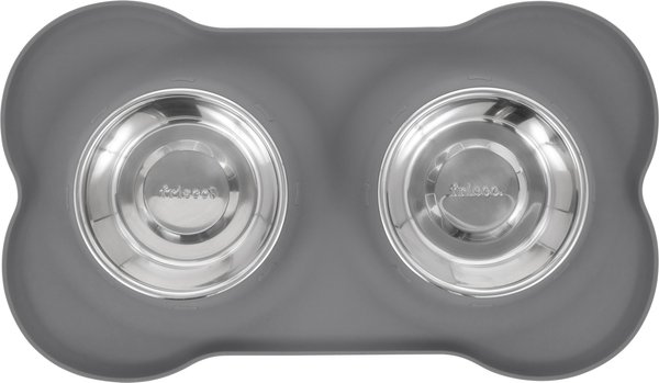 Show full view: Frisco Double Stainless Steel Pet Bowl with Silicone Mat, Gray, 1.75 Cup slide 4 of 9