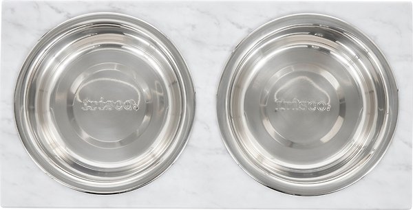Show full view: Frisco Marble Print Stainless Steel Double Elevated Dog Bowl, Black Stand, 3 Cup slide 4 of 8