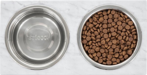 Show full view: Frisco Marble Print Stainless Steel Double Elevated Dog Bowl, Black Stand, 3 Cup slide 5 of 8