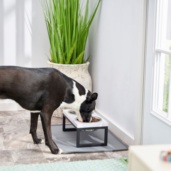 Show full view: Frisco Marble Print Stainless Steel Double Elevated Dog Bowl, Black Stand, 3 Cup slide 6 of 8