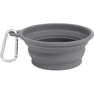 Frisco Silicone Collapsible Travel Bowl with Carabiner, 1.5 Cup, Gray