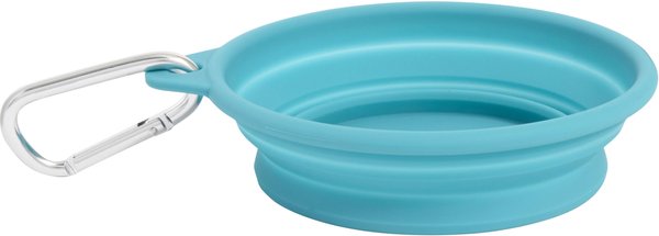 Show full view: Frisco Silicone Collapsible Travel Bowl with Carabiner, 1.5 Cup, Teal slide 3 of 7