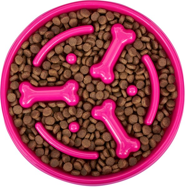 Show full view: Frisco Bone Shaped Ridges Slow Feed Bowl, 3 Cup, Pink slide 5 of 9