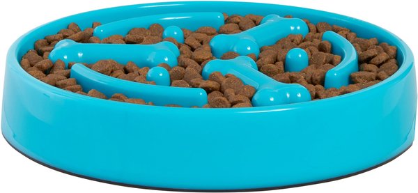 Show full view: Frisco Bone Shaped Ridges Slow Feed Bowl, 3 Cup, Blue slide 3 of 9