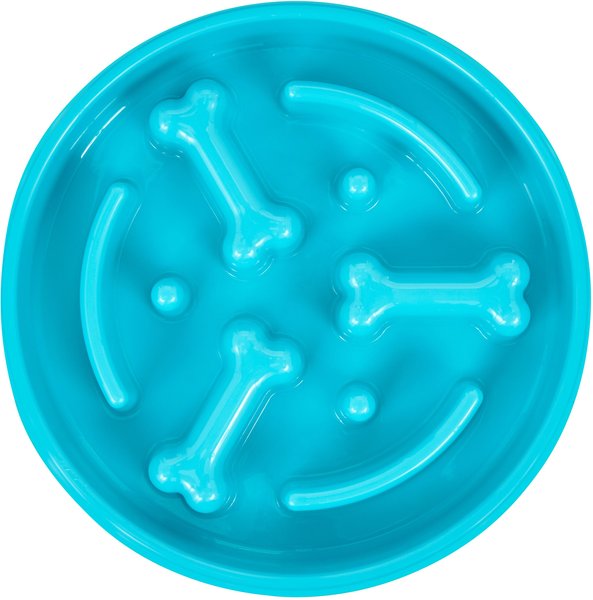 Show full view: Frisco Bone Shaped Ridges Slow Feed Bowl, 3 Cup, Blue slide 4 of 9
