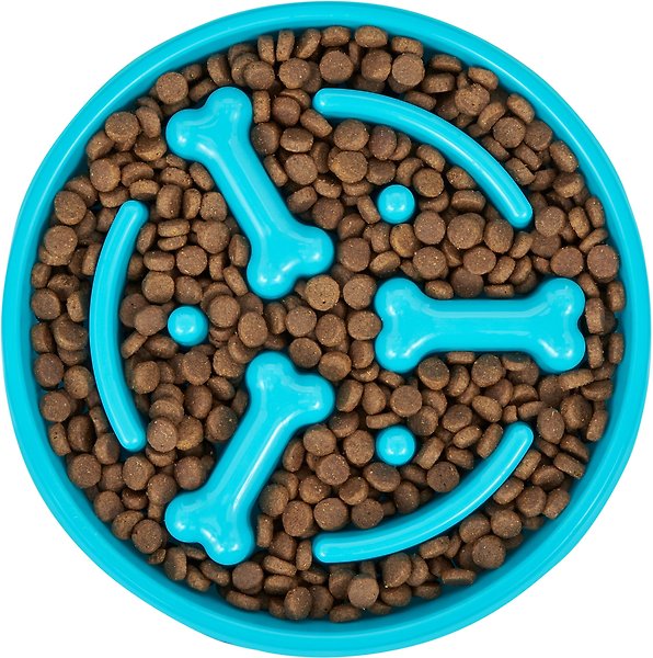 Show full view: Frisco Bone Shaped Ridges Slow Feed Bowl, 3 Cup, Blue slide 5 of 9