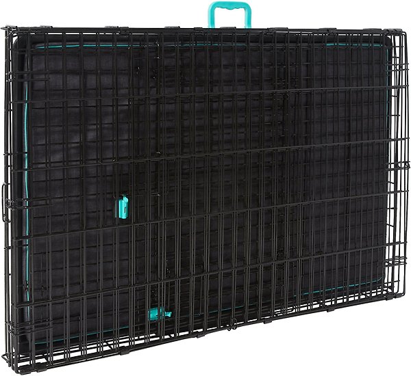 Show full view: Frisco Heavy Duty Enhanced Lock Double Door Fold & Carry Wire Dog Crate & Mat Kit, Teal, L: 42-in L x 29-in W x 30-in H slide 4 of 10