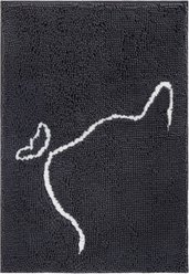 Frisco Microfiber Chenille Cat Silhouette Litter Mat, Gray