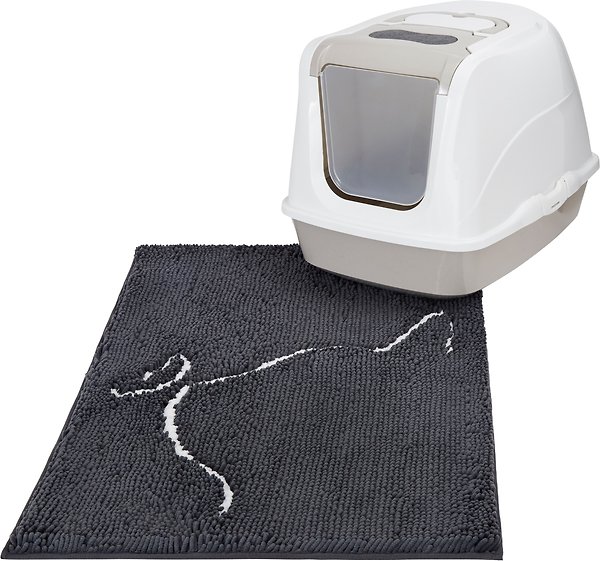 Show full view: Frisco Microfiber Chenille Cat Silhouette Litter Mat, Gray slide 4 of 7
