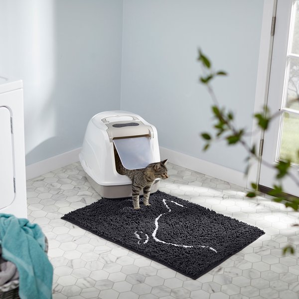 Show full view: Frisco Microfiber Chenille Cat Silhouette Litter Mat, Gray slide 5 of 7